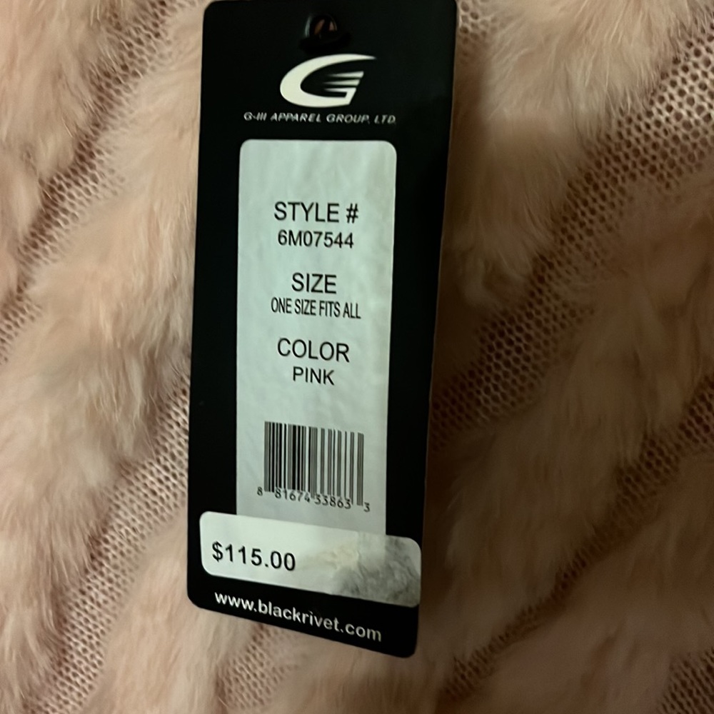 Black Rivet Rabbit Fur drape, shawl - Picture 3 of 3